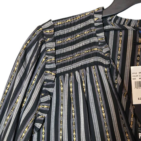 Paige Kaylynn Striped V-Neck Drawstring Waist Ruffle Dress M NWT - Picture 7 of 10